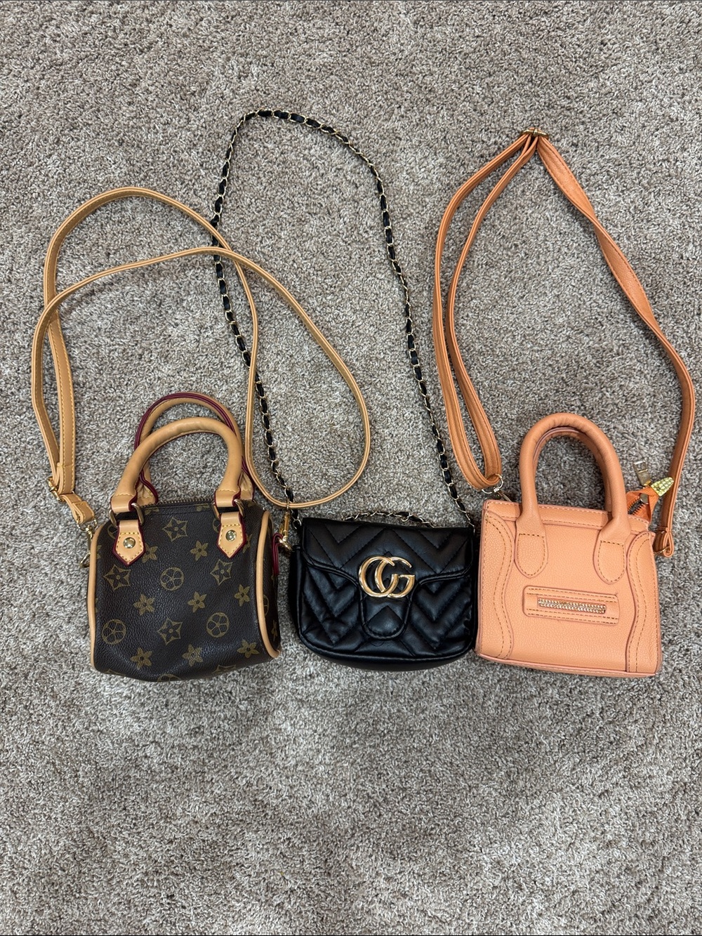 Little Girls Designer Inspired Mini Purse Bundle | 3 Crossbody Bags